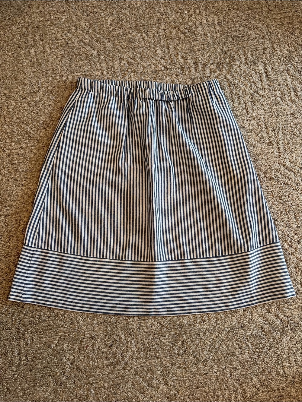 J. Crew Navy and White Striped A-Line Mini Skirt